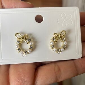 earrings decorated with fake pearls